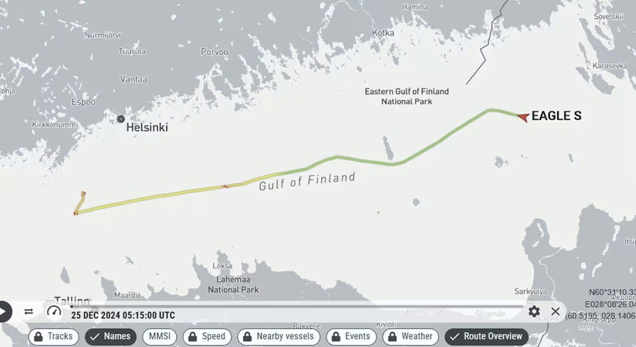 Finlandiyada Estlink 2 enerji kabelinin zədələnməsi ilə bağlı “Eagle S” tankeri araşdırılır