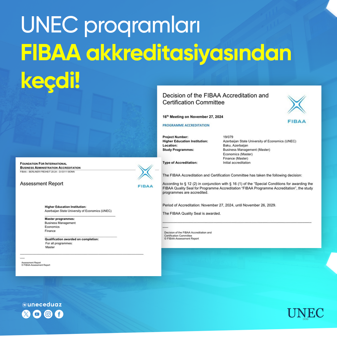 UNEC proqramlarına beynəlxalq akkreditasiya verildi