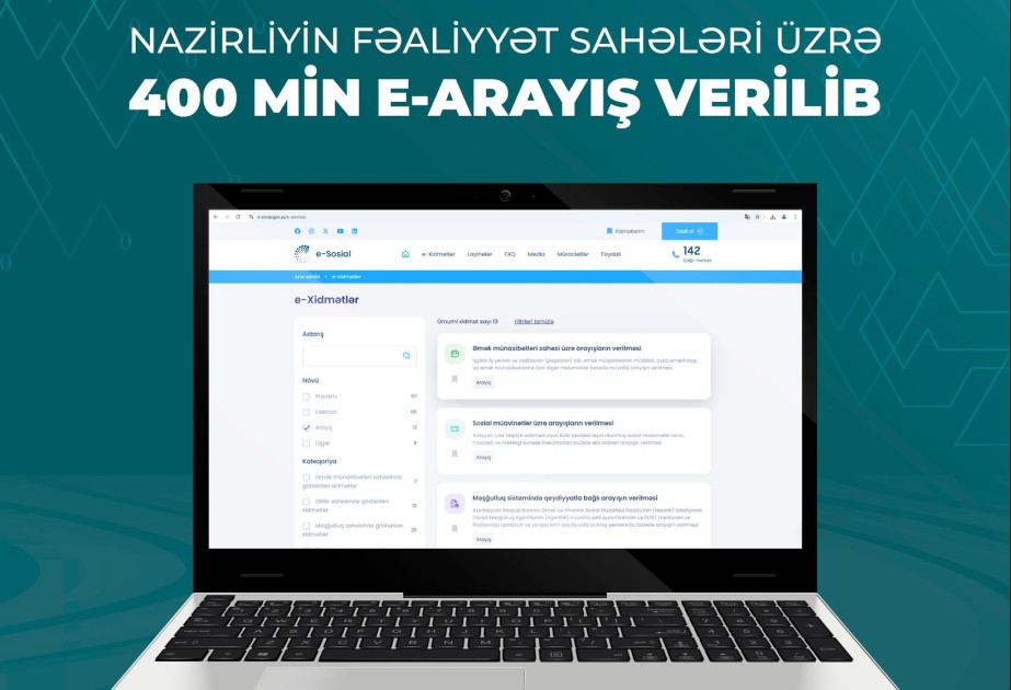 Ötən il 400 min elektron arayış verilib