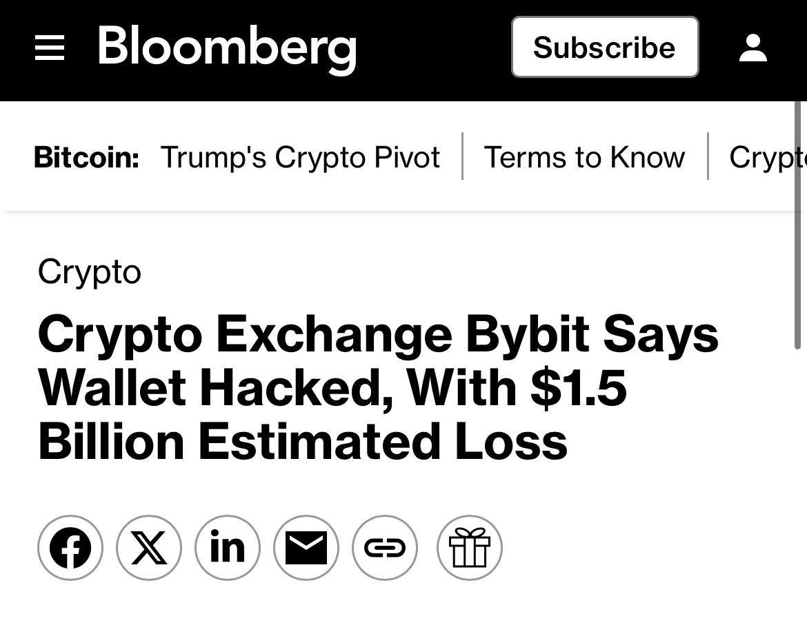 Bybit birjasından 1,5 milyard dəyərində kriptovalyuta oğurlandı