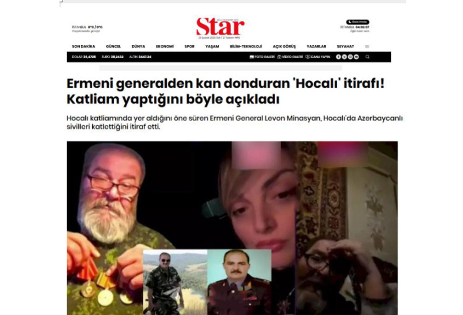 “Star” qəzeti Türkiyə ictimaiyyətini erməni hərbçisinin Xocalı haqqında etirafı ilə tanış edib