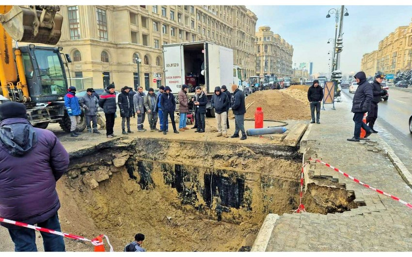 Bakıda su xəttində baş vermiş qəzanın nəticələri aradan qaldırılır