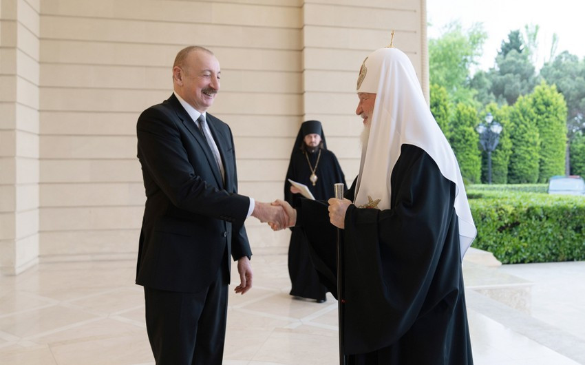 Prezident İlham Əliyev Moskvanın və Bütün Rusiyanın Patriarxı Kirill ilə görüşüb -