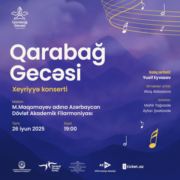 Bakıda “Qarabağ gecəsi” adlı növbəti xeyriyyə konserti keçiriləcək