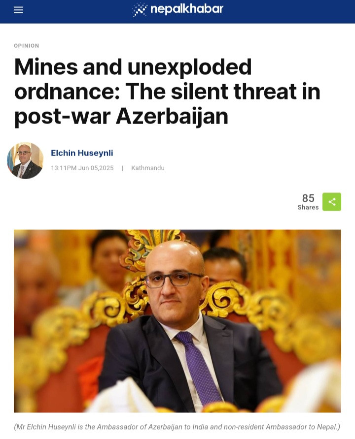 Azərbaycanın minalar və partlamamış hərbi sursatlar problemi Nepal mediasında