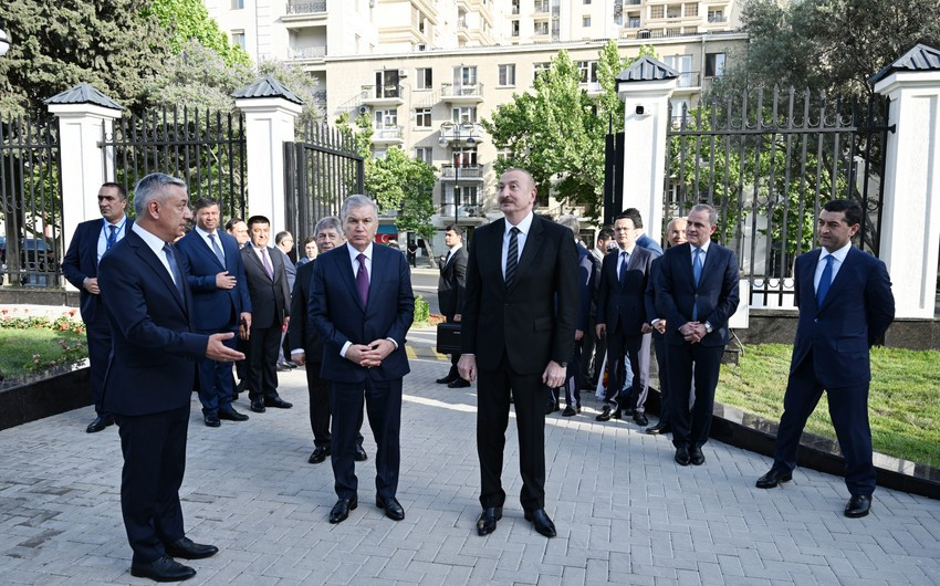İlham Əliyev və Şavkat Mirziyoyev Özbəkistanın Azərbaycandakı səfirliyinin yeni binasının açılışında iştirak ediblər -