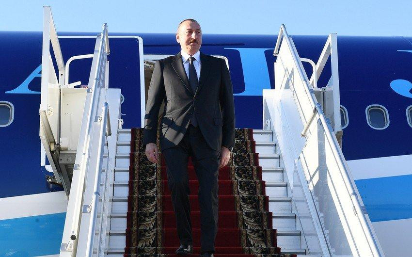 Prezident İlham Əliyev Birləşmiş Ərəb Əmirliklərinə işgüzar səfərə gəlib
