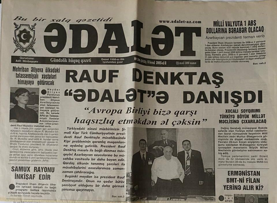"Ədalət" qəzetinin 35 yaşı tamam olub