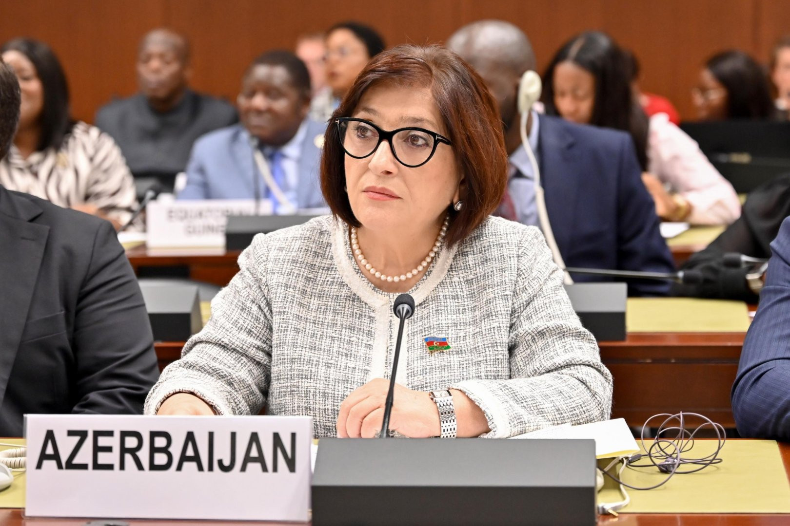 Sahibə Qafarova Parlament Sədrlərinin VI Dünya Konfransı çərçivəsində keçirilən panel müzakirəsində çıxış edib