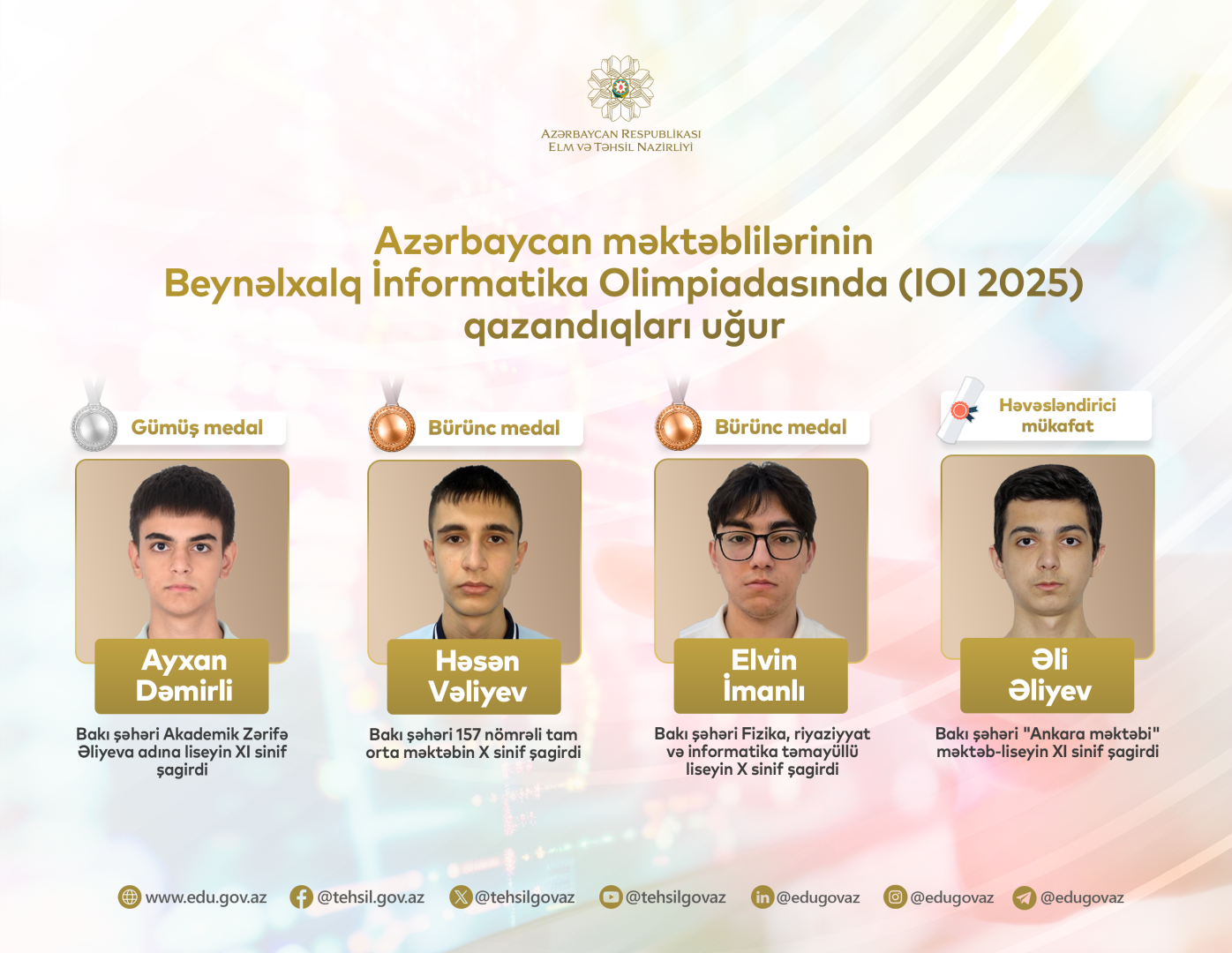 Şagirdlərimiz Beynəlxalq İnformatika Olimpiadasında ölkə tarixində ən yüksək nəticəyə imza atıblar