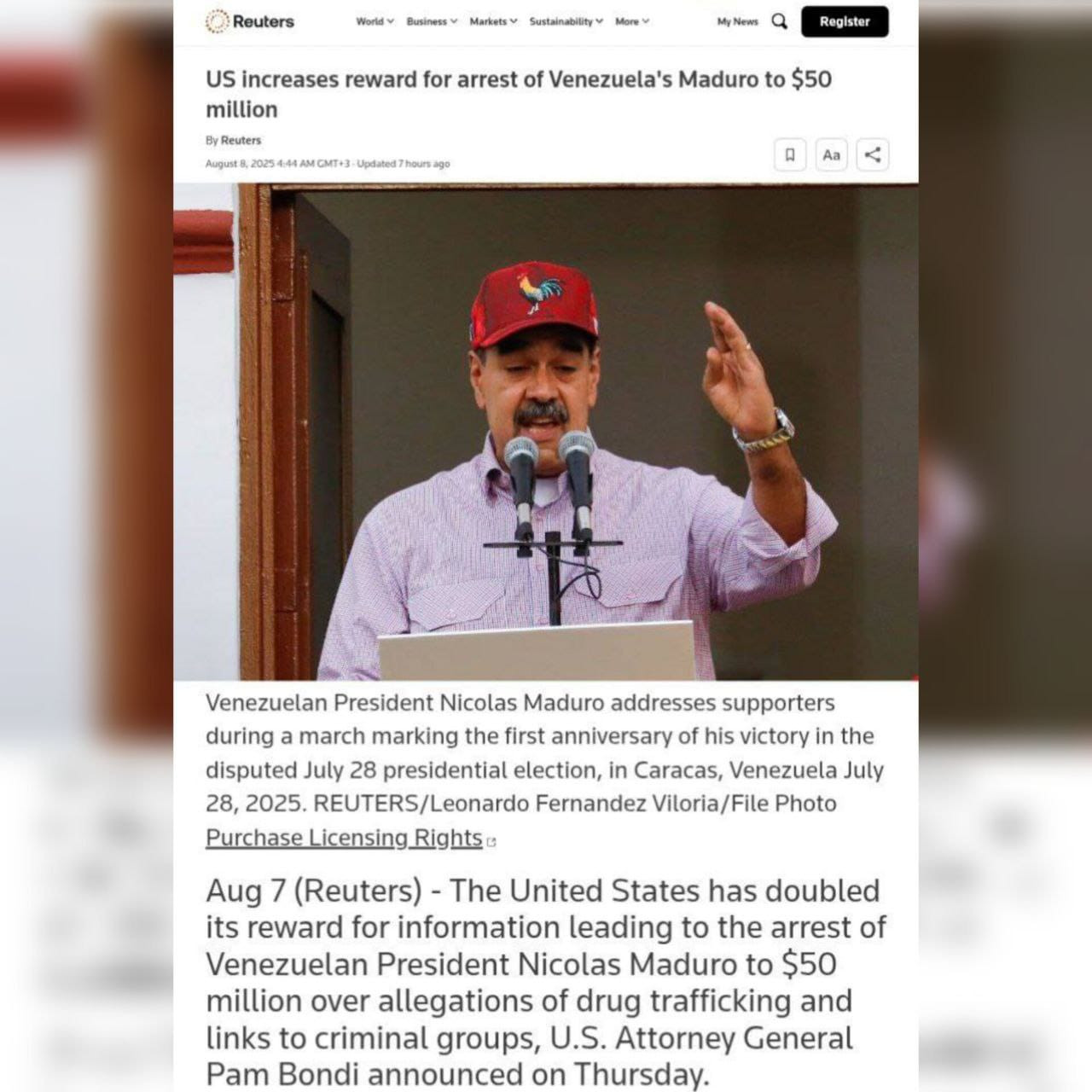 ABŞ Nikolas Maduroya qarşı sanksiyaları sərtləşdirib