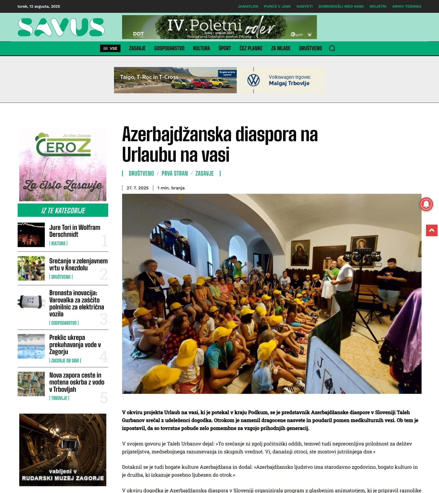 Sloveniya mətbuatında Azərbaycan diasporunun tədbiri işıqlandırılıb