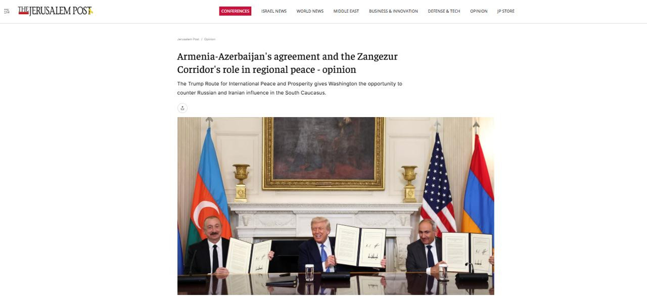 "The Jerusalem Post” Azərbaycan  və Ermənistanın liderlərinin Vaşinqton görüşündən yazıb