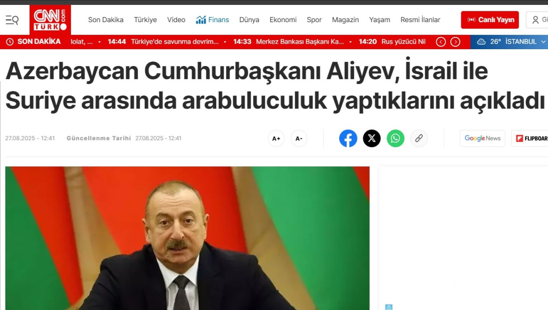 Türkiyə mətbuatı Azərbaycan Prezidentinin “Əl-Ərəbiyyə” telekanalına müsahibəsini geniş işıqlandırıb