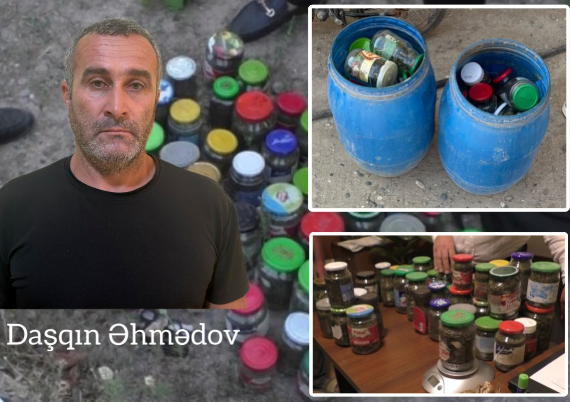 Şirvanda 3 kiloqram marixuananı şüşə qablarda gizlədən şəxs saxlanılıb