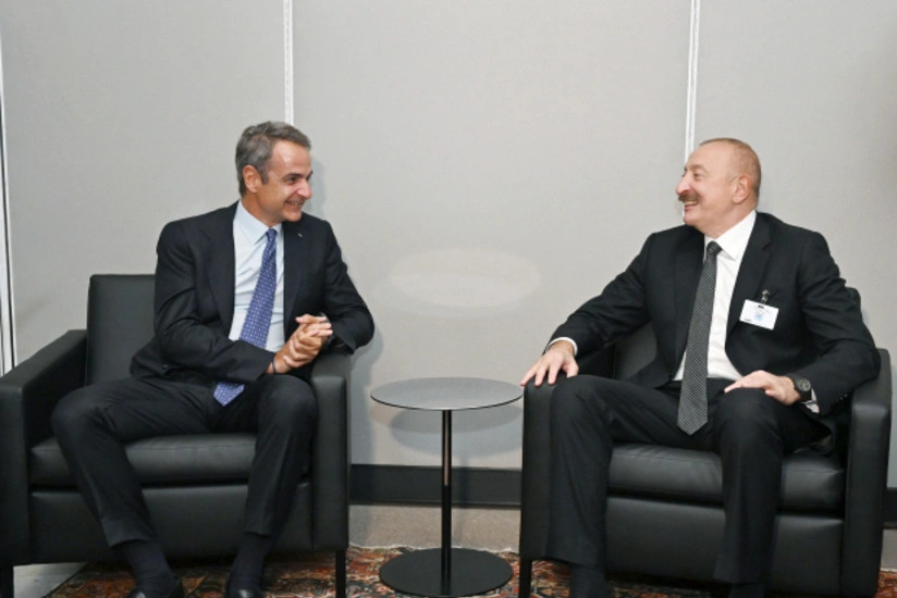 İlham Əliyev BMT-nin Nyu-Yorkdakı mənzil-qərargahında Kiriakos Mitsotakis ilə görüşüb