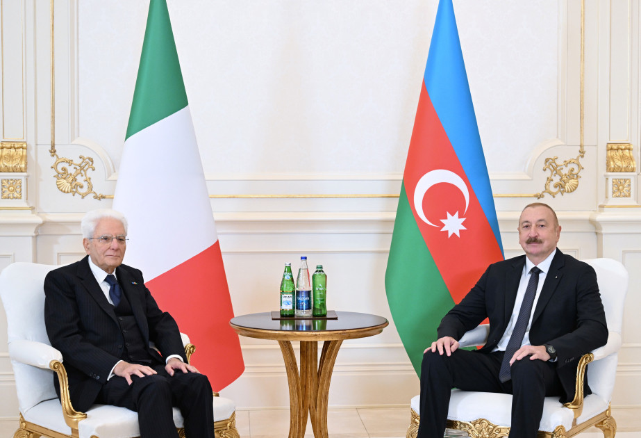 Prezident İlham Əliyev və İtaliya Prezidenti Sercio Mattarella arasında təkbətək görüşü keçirilib