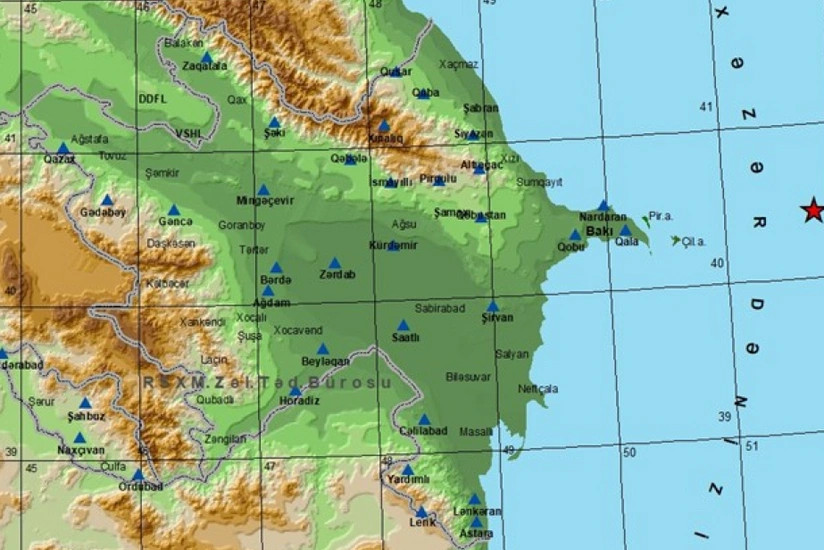 Xəzər dənizində 4 maqnitudalı zəlzələ baş verib