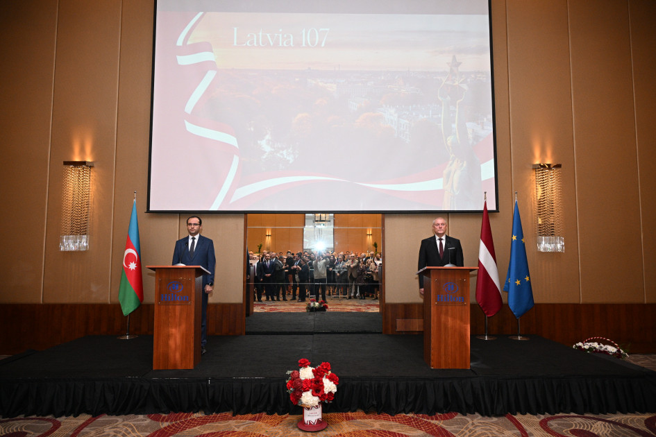 Latviya Respublikasının 107 illiyi münasibətilə Bakıda rəsmi qəbul keçirilib