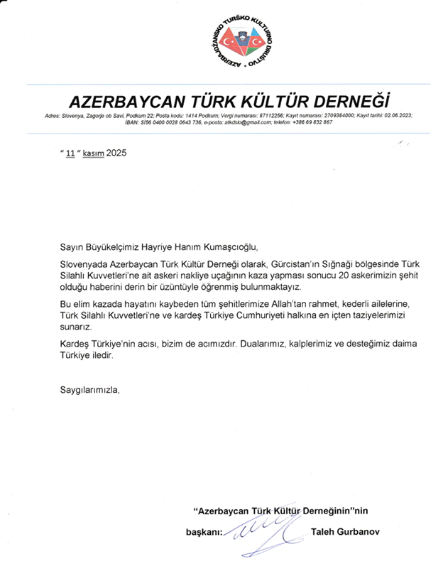 Azərbaycan Türk Mədəniyyəti Assosiasiyası Türkiyə xalqına başsağlığı verib