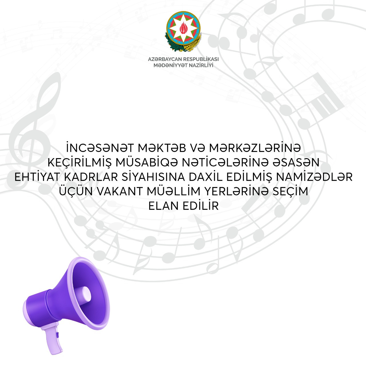 İncəsənət məktəblərində ehtiyat kadrlar üçün vakansiya seçimi başladı