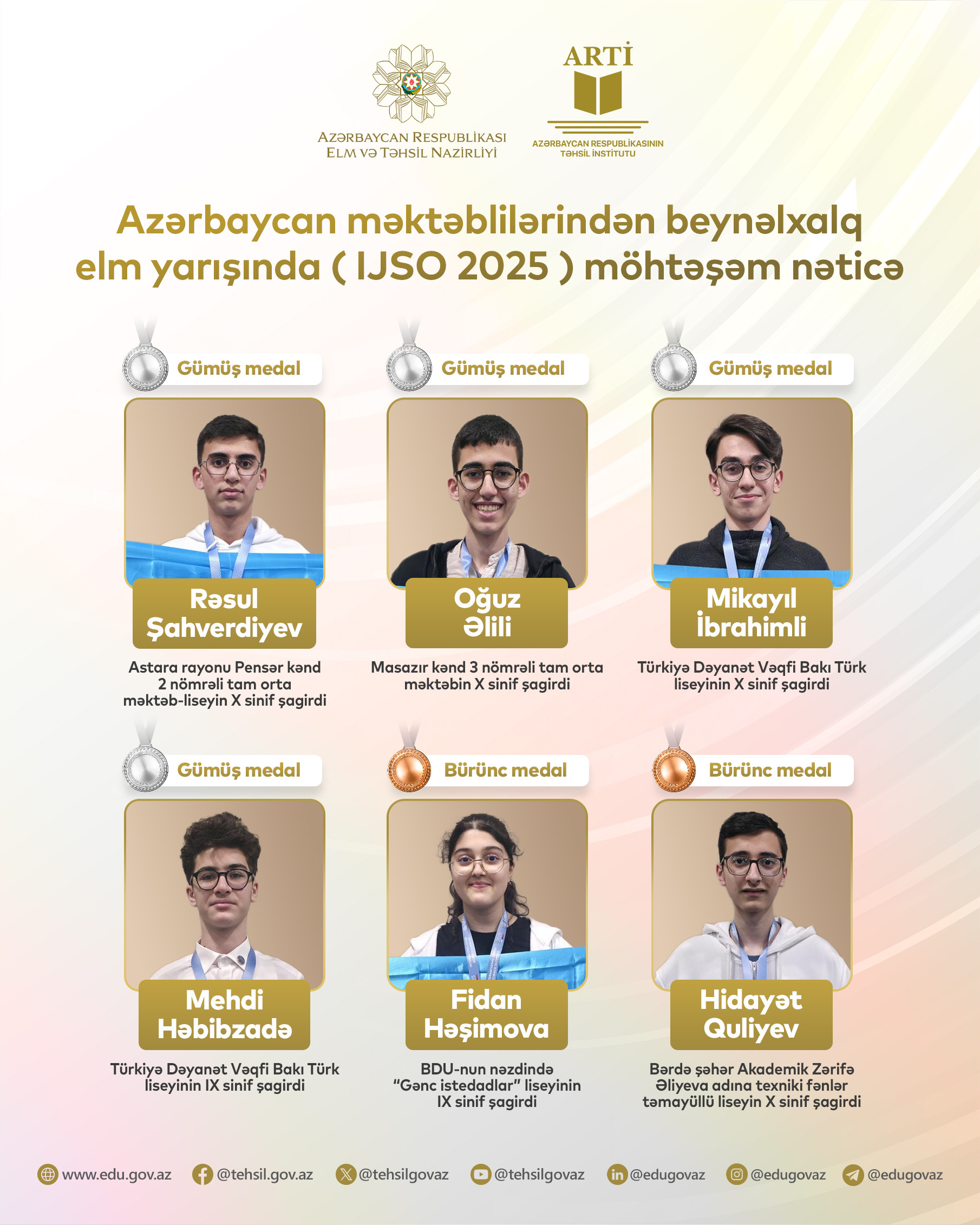 Azərbaycan məktəbliləri beynəlxalq elm yarışında böyük uğur qazanıblar