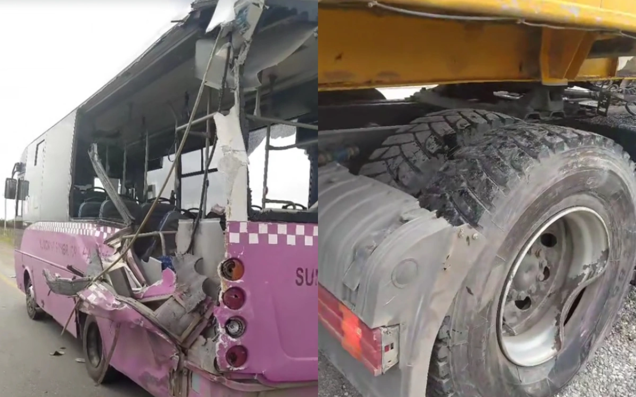 Qubada avtobus yük maşını ilə toqquşub