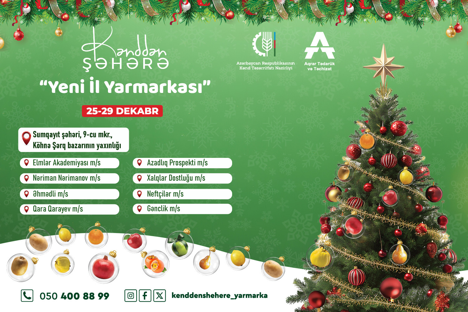 Sabahdan Bakı və Sumqayıtda Yeni il yarmarkaları fəaliyyətə başlayır