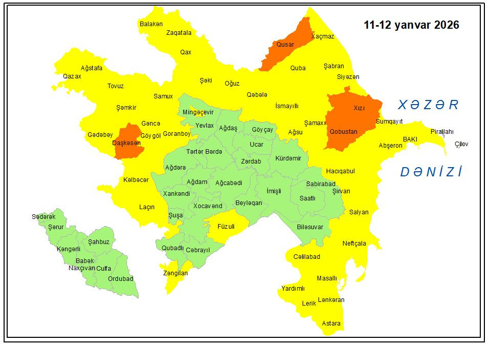 Hava ilə bağlı xəbərdarlıq olunub