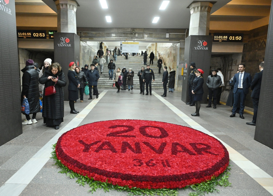 Bakı metrosunda 20 Yanvar şəhidlərinin xatirəsi anılıb