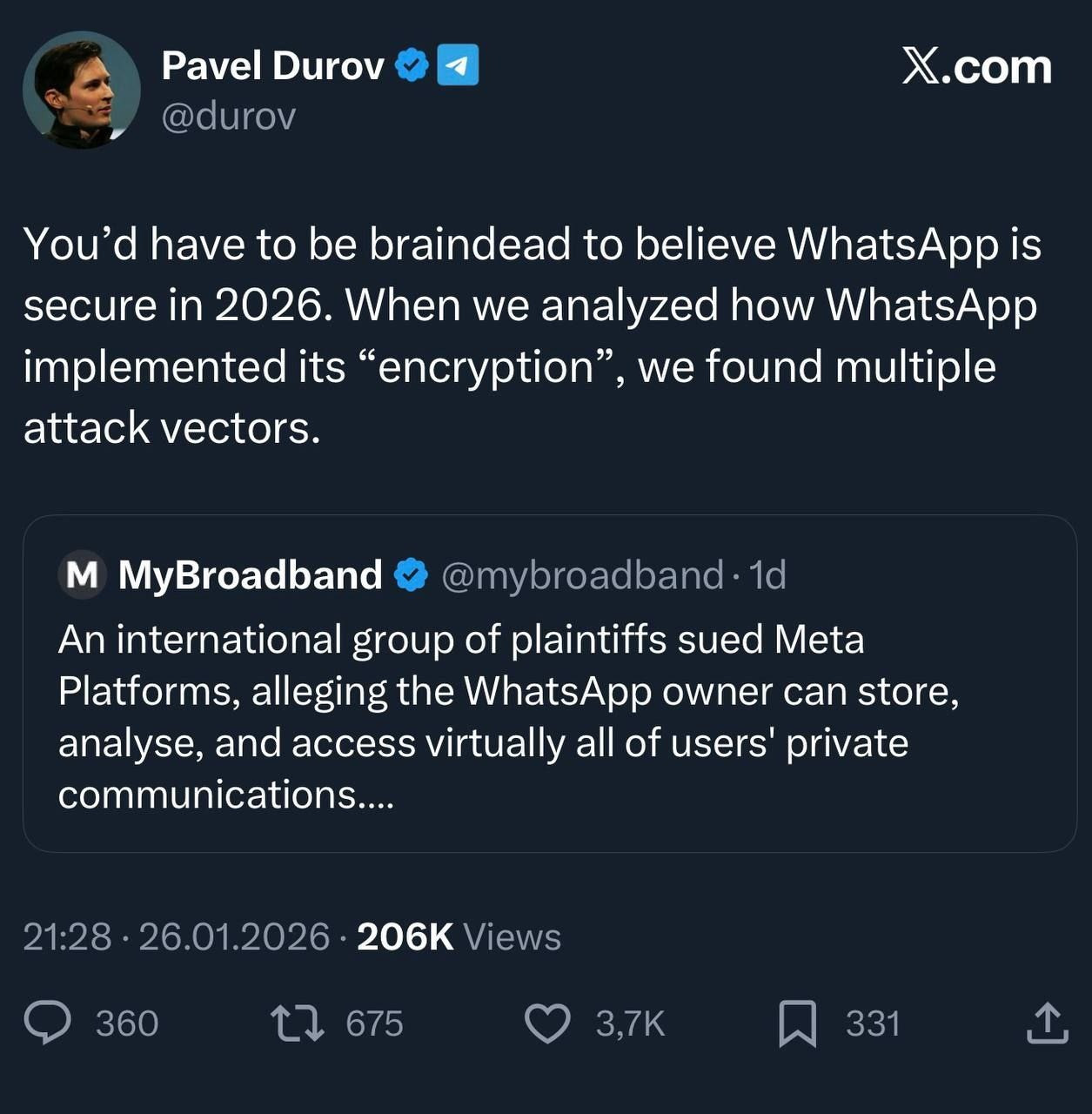 Whatsapp Telegram qədər təhlükəsiz deyil