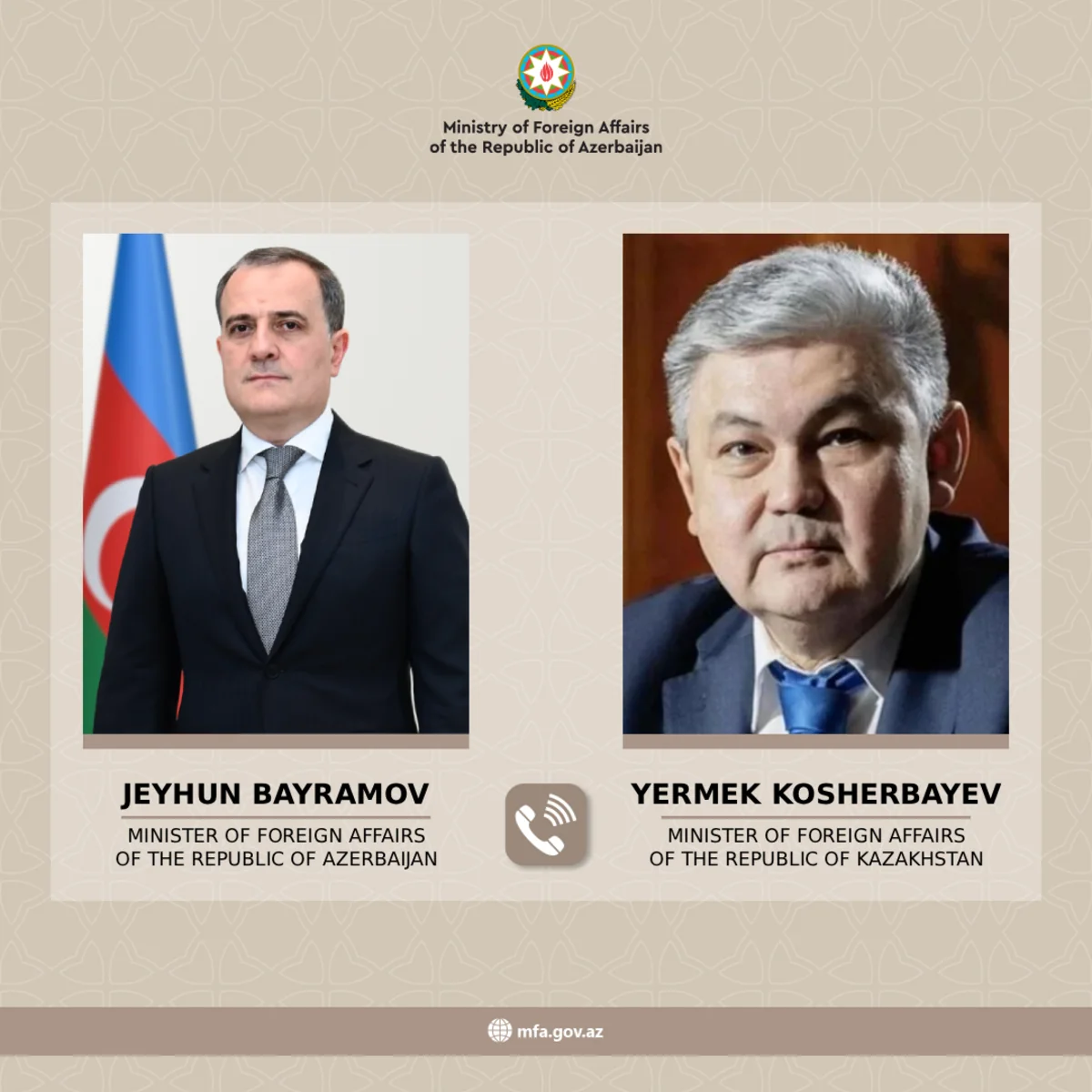 Ceyhun Bayramov qazaxıstanlı həmkarı ilə regionda artan gərginliyi müzakirə ediblər