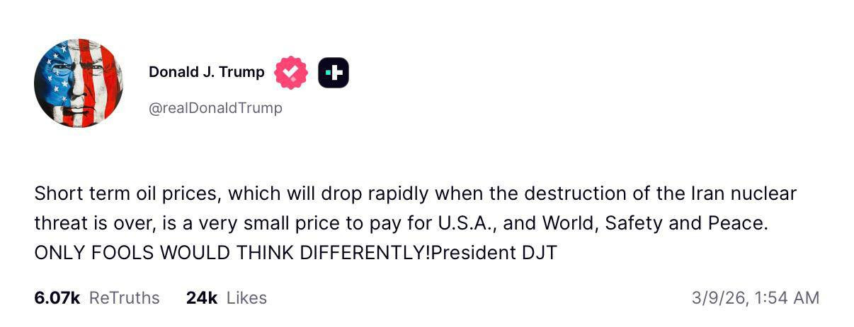 Tramp: Neft qiymətlərinin qısamüddətli artımı “kiçik qiymət”dir