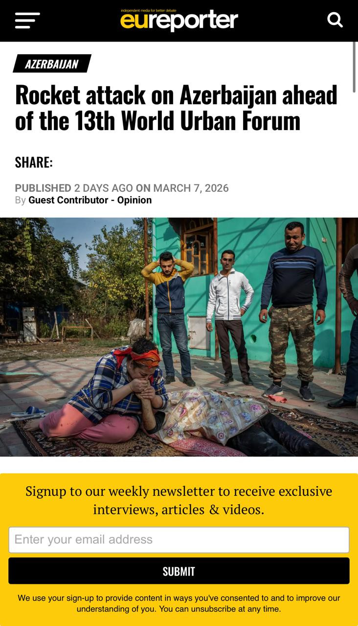 Azərbaycanlı deputatın məqaləsi dünya mətbuatında dərc olunub