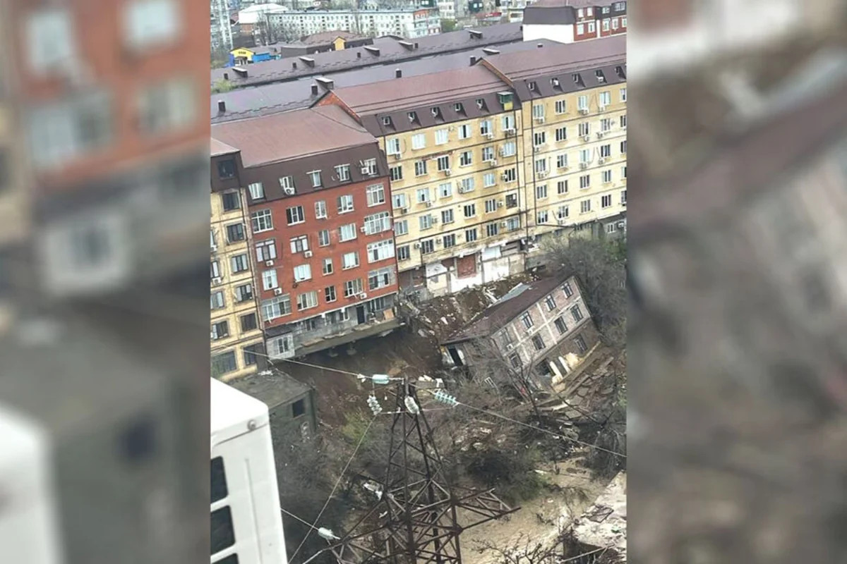 Mahaçqalada subasma səbəbindən üçmərtəbəli ev çöküb