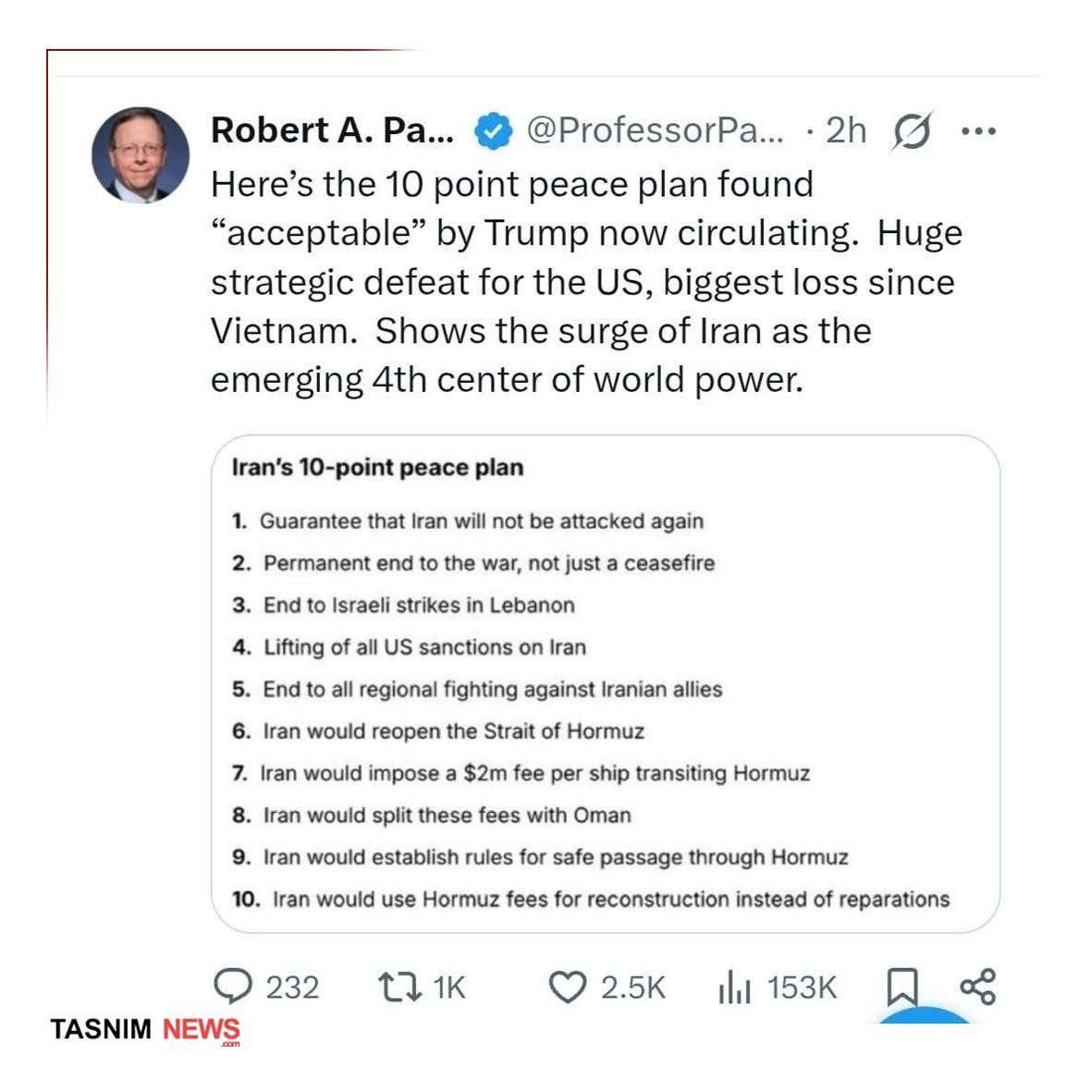 Robert Peyp: Dünyanın dördüncü gücü İrandır