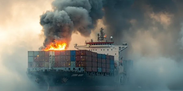 Yük gəmisi atəşə TUTULDU -