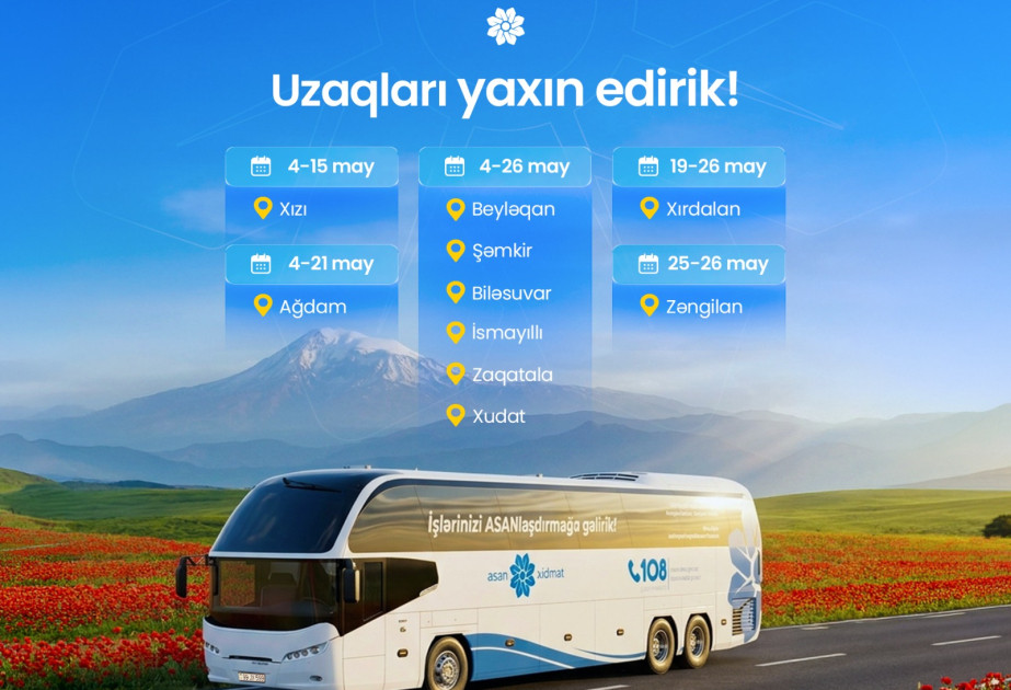 Mayda Səyyar ASAN xidmətin fəaliyyət göstərəcəyi ünvanlar