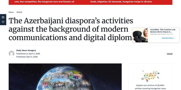Macarıstanda Azərbaycan diasporu haqqında məqalə çıxıb