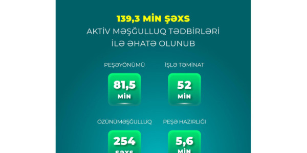 Bu ilin dörd ayında 139 mindən çox şəxs aktiv məşğulluq tədbirləri ilə əhatə olunub