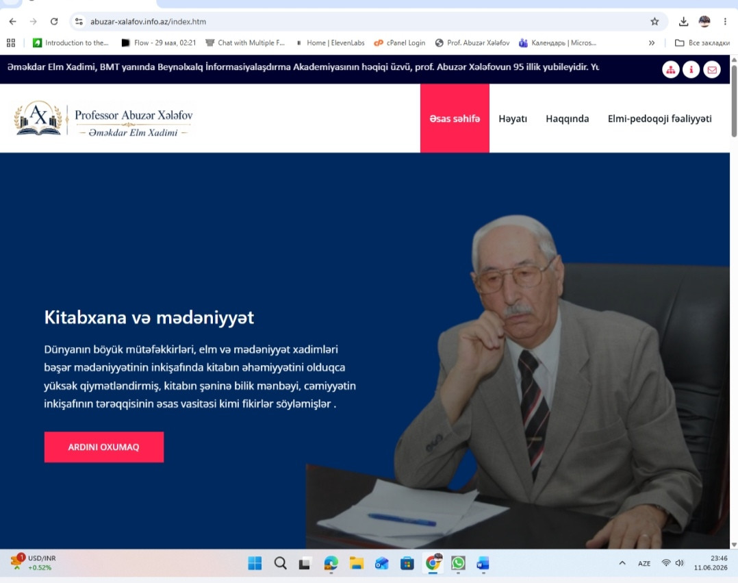 Ziyalı ömrünün rəqəmsal yaddaşı: abuzar-xalafov.info.az saytı istifadəyə verilib