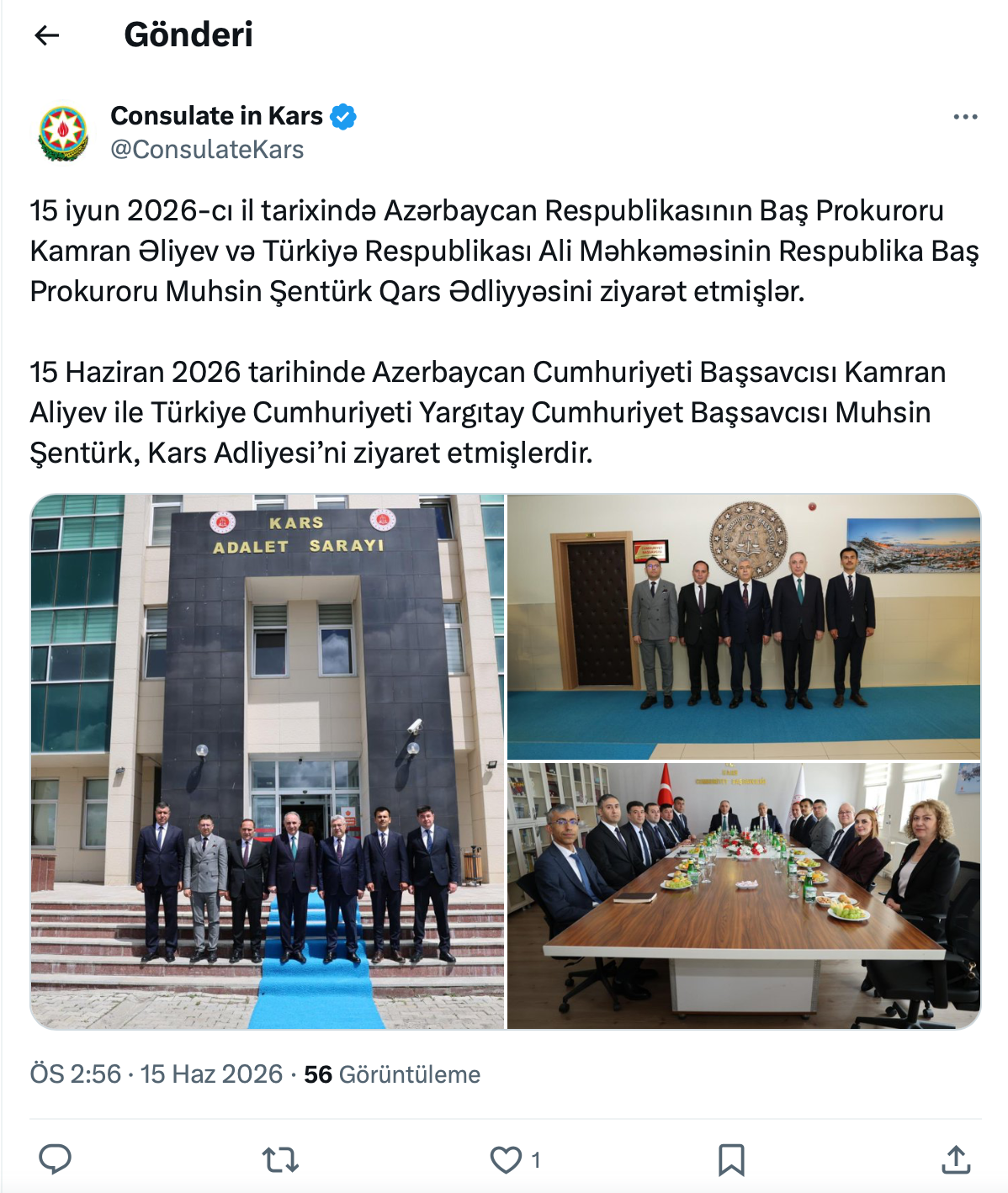 Kamran Əliyev Qarsda səfərdədir