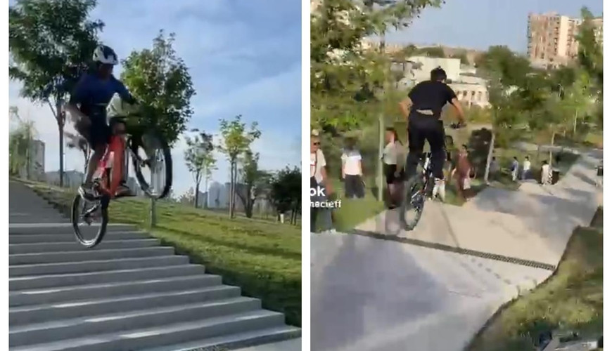 Mərkəzi Parkda təhlükə siqnalı: Gənclərin velosiped fəndləri narahatlıq doğurdu