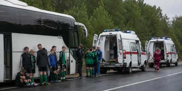 Uşaq futbol komandasını daşıyan avtobus vurulub