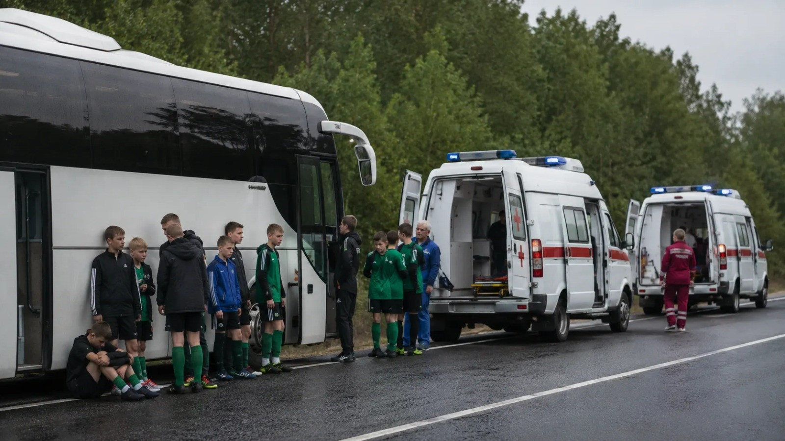 Uşaq futbol komandasını daşıyan avtobus vurulub
