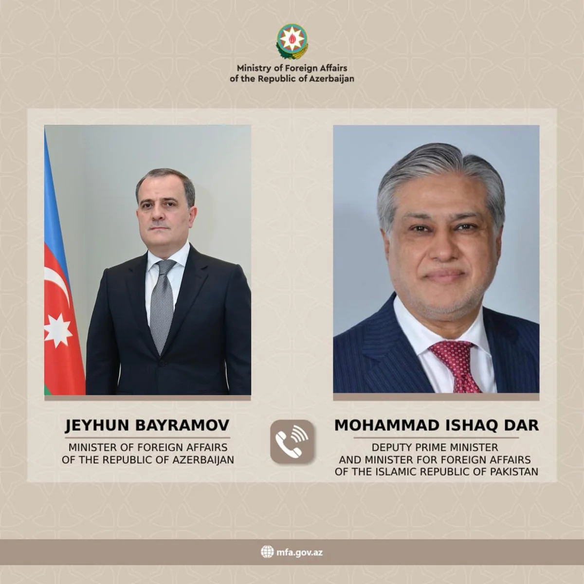 Ceyhun Bayramov ilə İshaq Dar ABŞ və İran arasında əldə olunan razılşamanı müzakirə ediblər