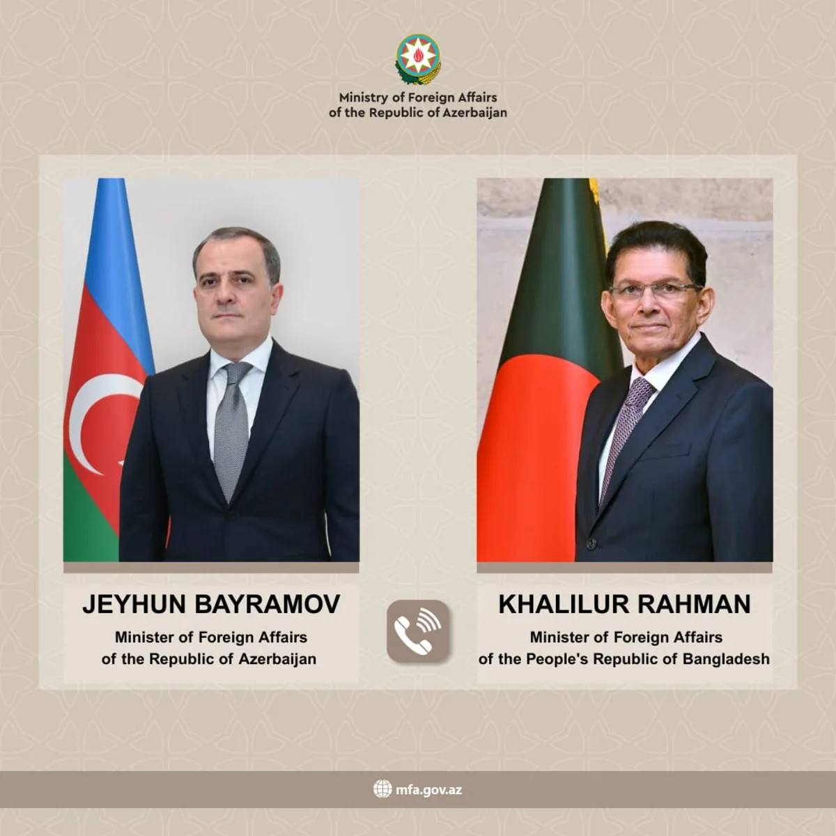 Azərbaycan və Banqladeş XİN başçıları çoxtərəfli platformalarda əməkdaşlığı müzakirə ediblər