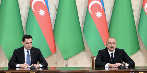 Prezident İlham Əliyev və Türkmənistan Prezidenti Sərdar Berdiməhəmmədov mətbuata bəyanatlarla çıxış ediblər