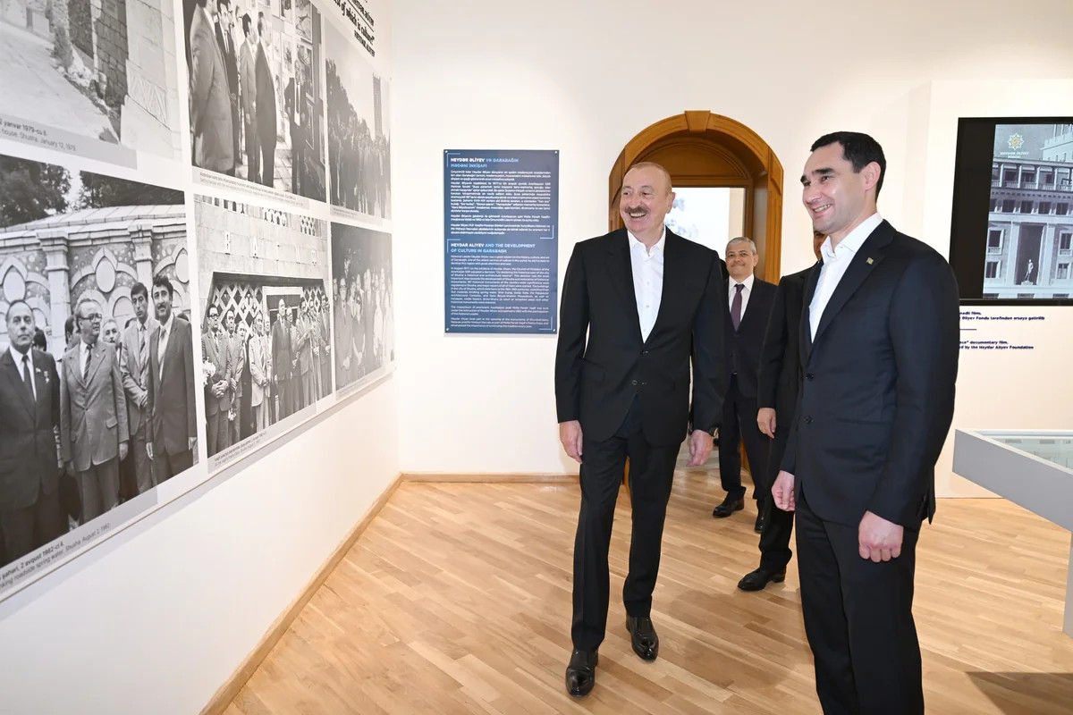 Azərbaycan və Türkmənistan prezidentləri Şuşada "Heydər Əliyev və Qarabağ" sərgisi ilə tanış olublar