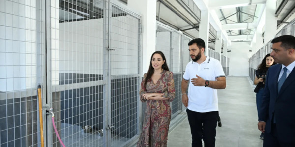 Leyla Əliyeva Yevlaxda Sahibsiz Heyvanlara Qayğı Mərkəzinin regional bölməsinin açılışında iştirak edib